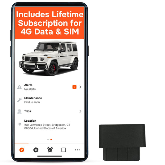 GPS Tracker for Vehicles No Monthly Fee, No Subscription, SIM and Data Included, Vehicle Location, Trip History, Driving Alerts, Geofence, OBD, USA Developed, 4G, Moto Watchdog