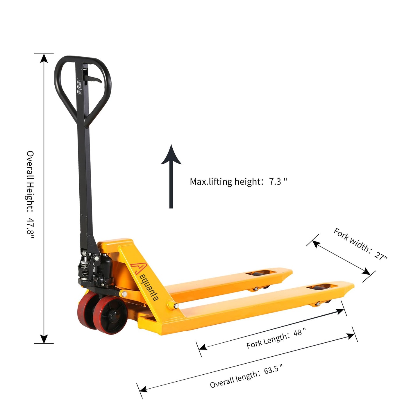 Aequanta Manual Pallet Jacks 5500lbs Capacity Industrial Hand Pallet Truck 48" Lx27''W Fork Size